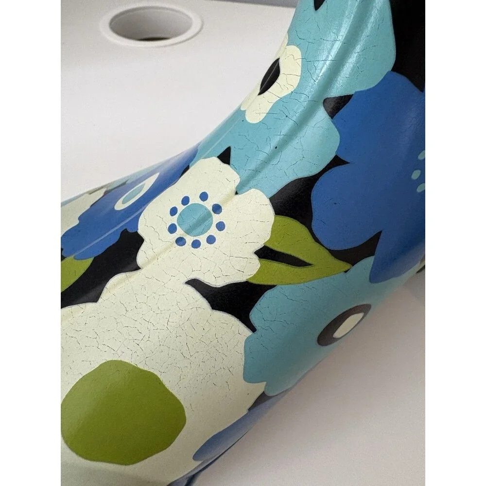 Bogs Rain Boots Blue Spring Flower Rubber Waterproof Gardening Women's Size 11